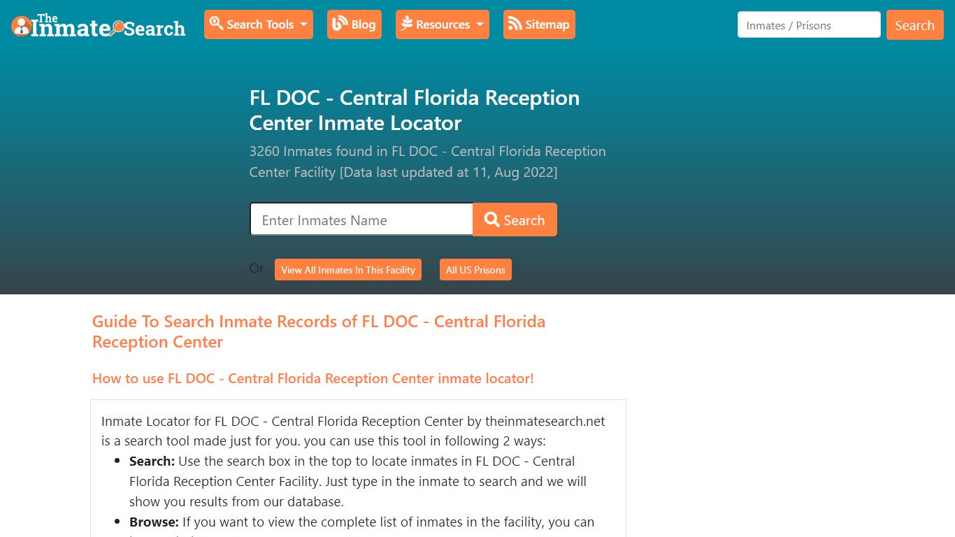 FL DOC - Central Florida Reception Center Inmate Locator