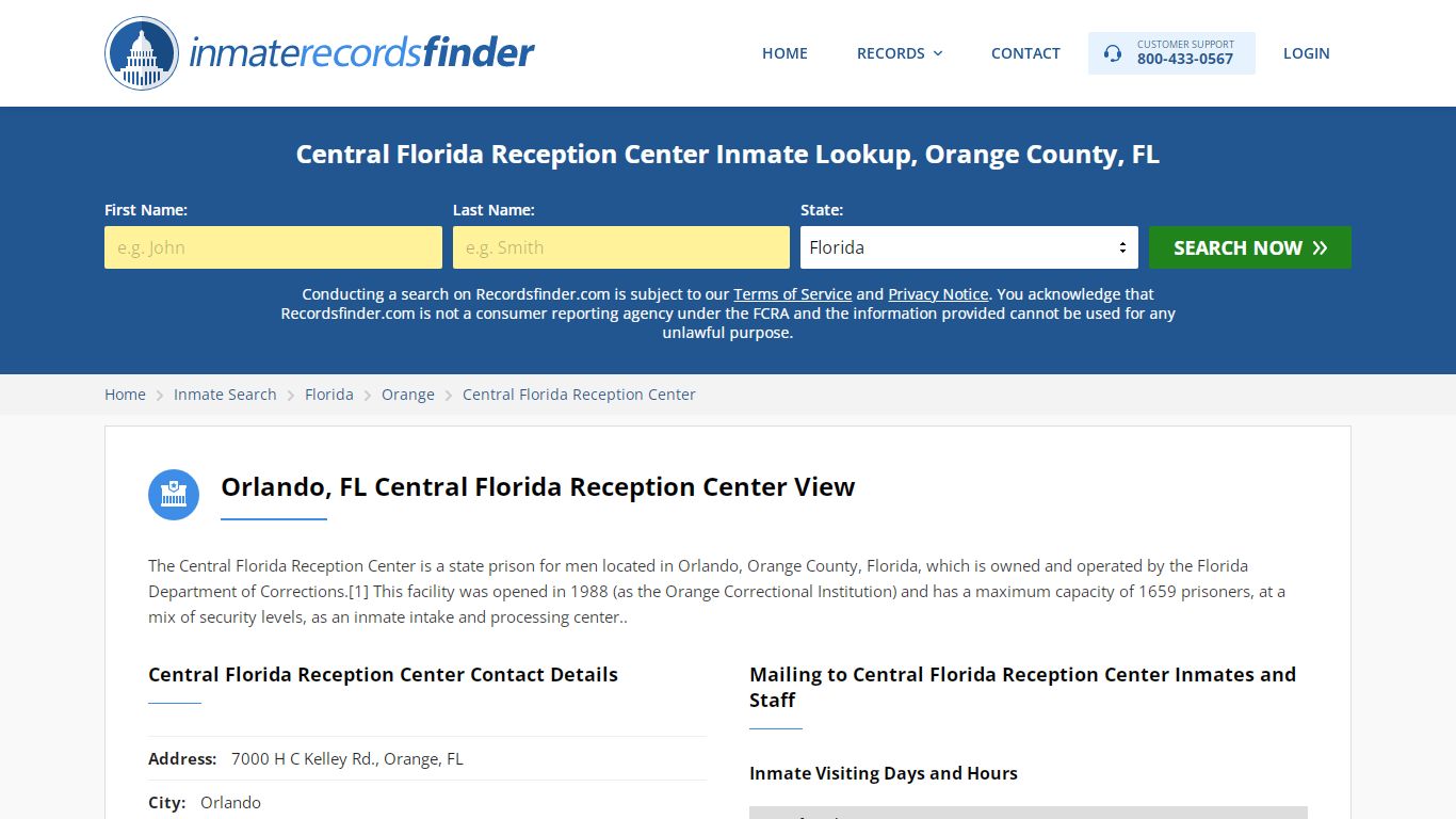 Central Florida Reception Center Roster & Inmate Search ...